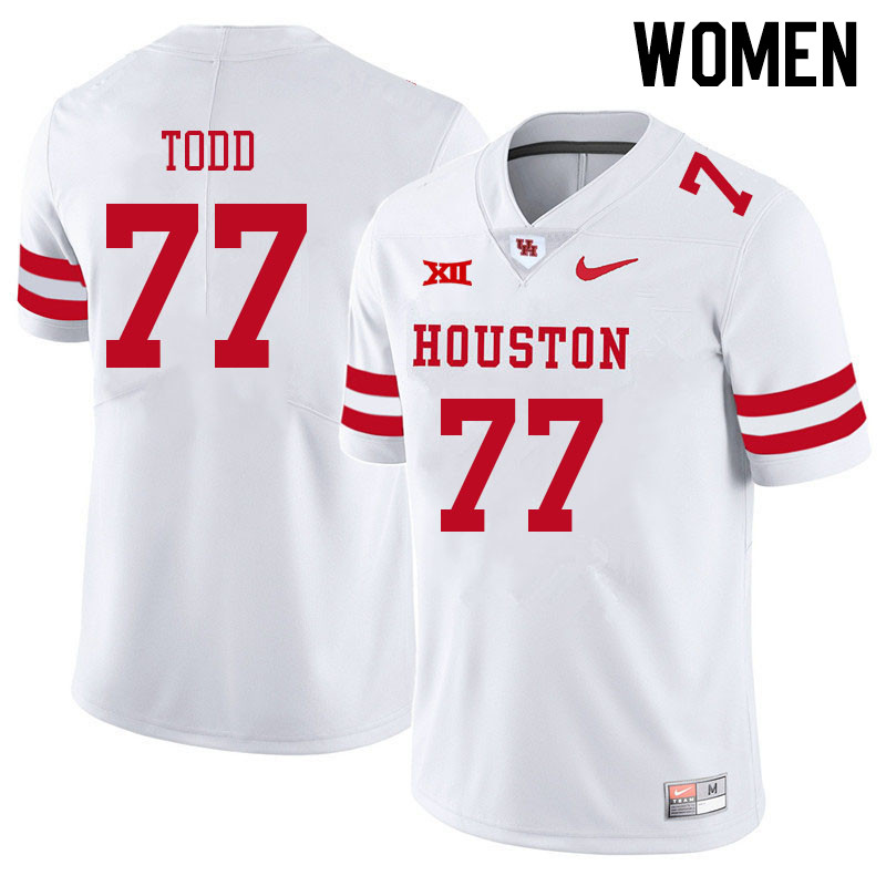 Women #77 Chayse Todd Houston Cougars College Big 12 Conference Football Jerseys Sale-White - Click Image to Close